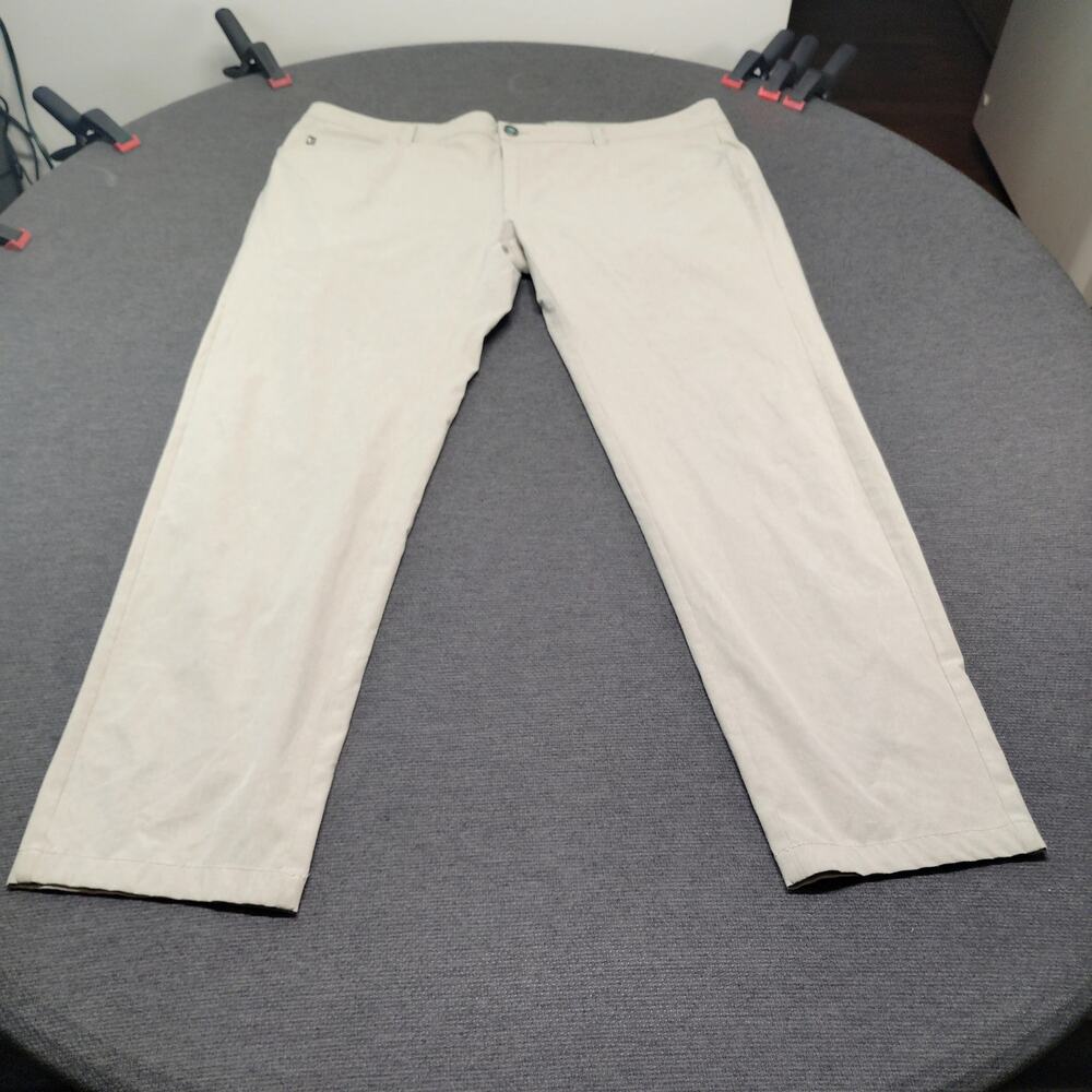 LinkSoul Mens Khaki Trousers Flat Front Golf Dress Pants Performance Tech 40x32